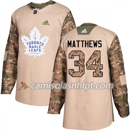 Camisola Toronto Maple Leafs Auston Matthews 34 Adidas 2017-2018 Camo Veterans Day Practice Authentic - Homem